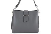 Modny kuferek skórzany damski włoski - Szary ciemny