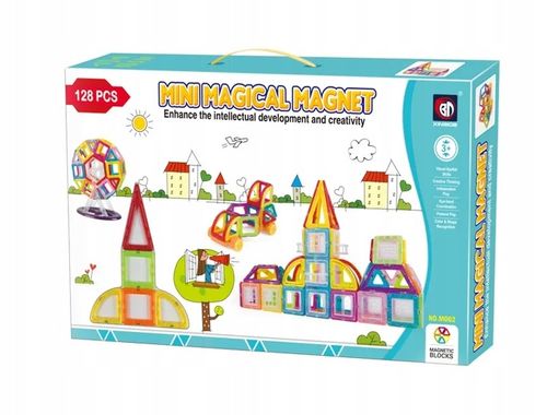 KLOCKI MAGNETYCZNE KONSTRUKCYJNE 3D ZESTAW 128 ELEMENTÓW DLA DZIECKA na Arena.pl