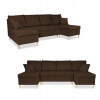 Narożnik Wigo BIG rozkładany z funkcją spania  welur brązowy