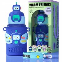 Butelka na wodę niebieski bidon dziecięcy robot z kreskówek 450 ml