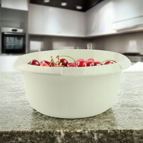 MISKA OKRĄGŁA UNIWERSALNA MISA DO KUCHNI OGRODU NA WARZYWA OWOCE 3L ECRU na Arena.pl