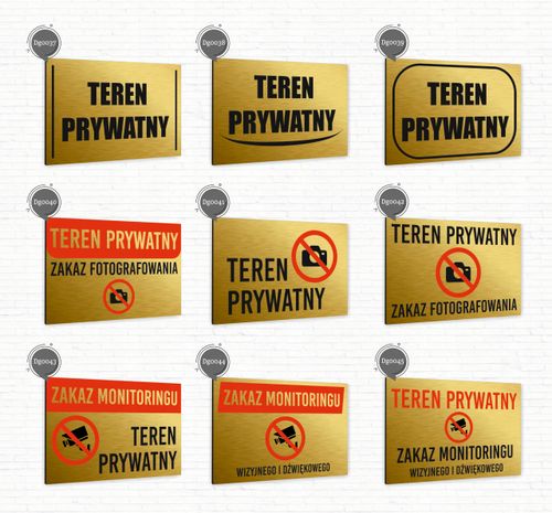 Tabliczka znak informacyjny 20x15 Złota MIEJSCE PRYWATNE Nierdzewna na Arena.pl
