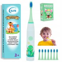 SZCZOTECZKA SONICZNA DLA DZIECI ELEKTRYCZNA DO ZĘBÓW DINO KOŃCÓWKI KLOCKI