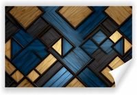 Fototapeta PREMIUM STRUKTURA ZMYWALANA geometryczny wzór drewniano-błękitny