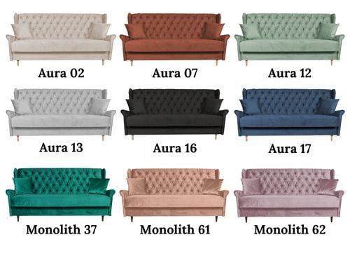 Wersalka niebieska uszak SOFA z funkcją spania welur GAJA Family Meble na Arena.pl