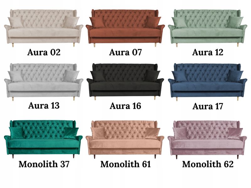 Wersalka niebieska uszak SOFA z funkcją spania welur GAJA Family Meble zdjęcie 3