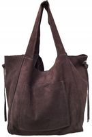 Torebka CZEKOLADOWA zamszowa shopper Vera Pelle SKÓRA ZAMSZ NATURALNY