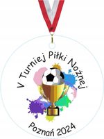MEDAL Z PLEXI 5 cm nadruk UV piłka nożna zawody kolorowe wzory duży wybór