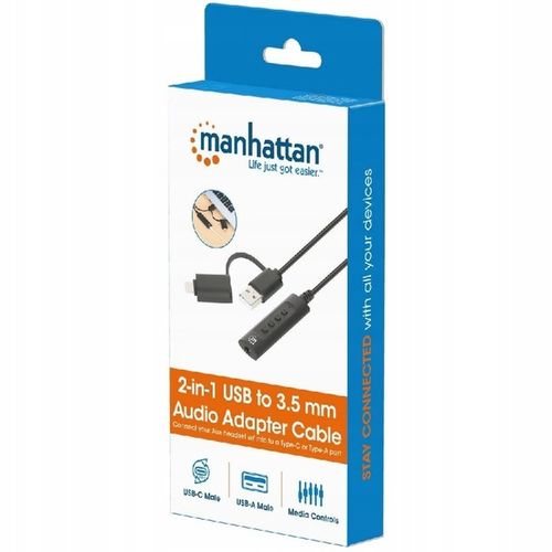 Manhattan Adapter Karta Dźwiękowa USB-C/A Audio Stereo 3.5 mm TRRS 1 m na Arena.pl