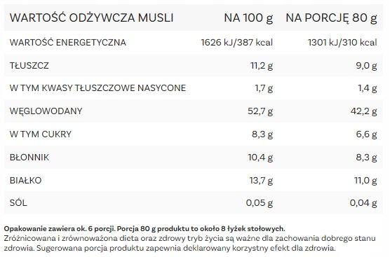 OneDayMore MUSLI CODZIENNE BEZ CUKRU tuba 500g zdjęcie 10