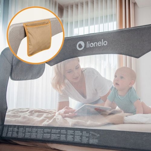 Barierka BRAMKA ZABEZPIECZAJĄCA do łóżka WYSOKA 150x66cm BEŻ Lionelo na Arena.pl