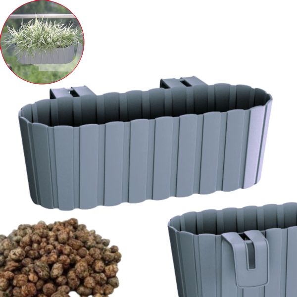 4x Skrzynka na balustradę DDECZ400 Doniczka balkonowa + Keramzyt 4l zdjęcie 2