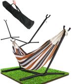 Dwuosobowy Hamak turystyczny Ogrodowy + Stelaż Stalowy 300 x 117 cm XXL