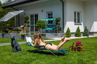 LEŻAK PLAŻOWY FOTEL OGRODOWY SOPRATO SKŁADANY HAWAJSKIE KWIATY 2W1 ZIELONY