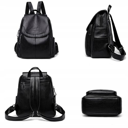 Skórzany Plecak Damski Szkoły Pracy Miejski Czarny na Arena.pl