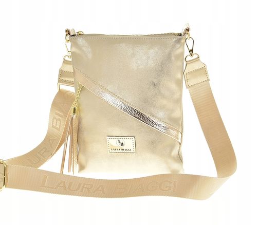 Laura Biaggi - torebka listonoszka złoty przetarcia + błysk chwost L323012 na Arena.pl