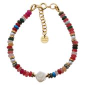 Bransoletka - Mix kamieni i srebro złocone