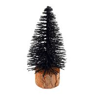 CHOINKA SZTUCZNA NA PNIU z brokatem dekoracja 15cm CZARNA