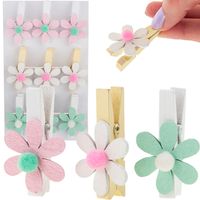 KLAMERKI DREWNIANE OZDOBNE SPINACZE PASTELOWE 9SZT