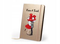 Notes metaliczny A5 nadruk UV WALENTYNKI planner NOTATNIK