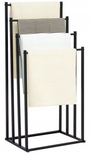 Stojak na Ręczniki Wieszak Łazienkowy Metalowy Stojący 4 Poziomy Czarny na Arena.pl