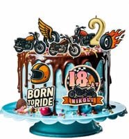 OPŁATEK ZESTAW URODZINOWY POSTACIE NA TORT - MOTOCYKL MOTOR + IMIĘ