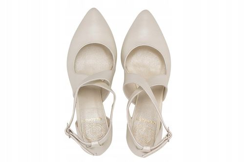 Ślubne czółenka niskie na słupku z paskami ekru 40 na Arena.pl