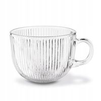 Zestaw KUBKI SZKLANE Filiżanki z UCHEM Tadar Jumbo Paski DUŻE 6x450 ml