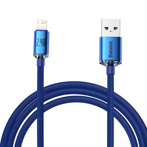 kabel usb do lightning baseus crystal shine, 2.4a, 2m (niebieski) zdjęcie 2