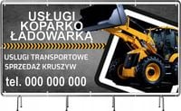 BANER REKLAMOWY 130x80 cm plandeka duży wybór USŁUGI KOPARKO ŁADOWARKĄ