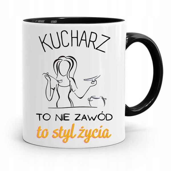 Kubek Czarny Dla Kucharza Nie Zawód To Styl Życia Z Nadrukiem Ze Zdjęciem zdjęcie 1