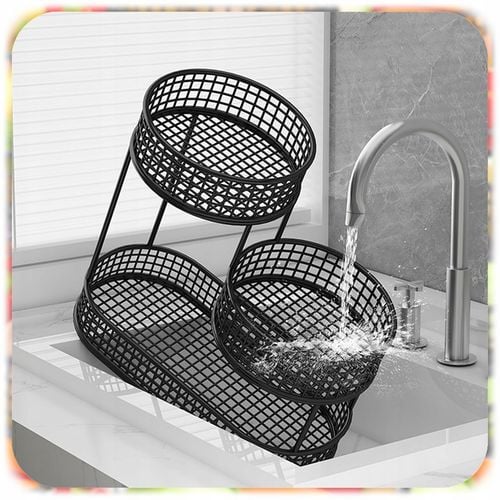 KOSZ NA OWOCE WARZYWA 3 POZIOMOWY METALOWY CZARNY KOSZYK STOJAK na Arena.pl