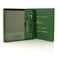 Zestaw z Zielonym Grawerowanym Notesem i Długopisem Prezent dla Babci