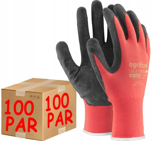 rękawice robocze czerw-czarne 9-l ox-lateks_cb9 - 100 szt. na Arena.pl
