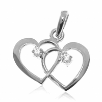 SREBRNY WISIOREK PODWÓJNE SERDUSZKO Z CYRKONIAMI SREBRO PRÓBY 925