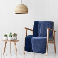 Koc narzuta TEDY 70x160 granatowy miękka bukla + ciepły polar