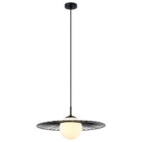 Druciana LAMPA wisząca SALLY MDM-4003/1 BK Italux okrągła OPRAWA szklana kula ball ZWIS kapelusz czarny biały