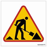 Znak Drogowy  Budowlany  - Roboty Na Drodze 30X30Cm Płyta Pcv Wodoodporna