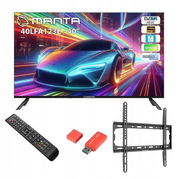 Smart TV Telewizor 40 cali Android HD LED WIFI +Uchwyt Manta+Pendrive 128GB zdjęcie 1