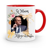 Kubek Czerwony Donald Tusk Po Platforma Prezent Z Nadrukiem Ze Zdjęciem