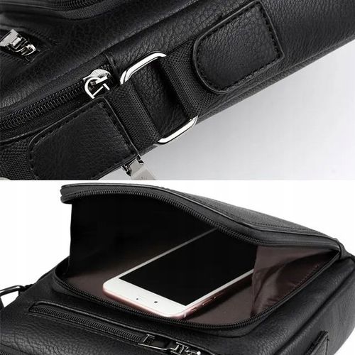 SASZETKA MĘSKA SKÓRZANA TORBA NA RAMIĘ DO RĘKI BRĄZ Z KIESZENIĄ na Arena.pl