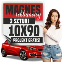 Reklama magnetyczna magnes reklamowy na auto firmowe 10x90 cm - 2 szt