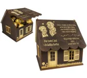 PREZENT NA DZIEŃ BABCI DZIADKA DREWNIANY DOMEK NA SŁODYCZE CUKIERKI