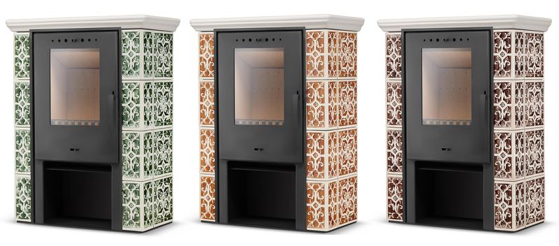 Kominek kaflowy piec wkład kominkowy wolnostojący koza JASMIN 3 kolory zdjęcie 4