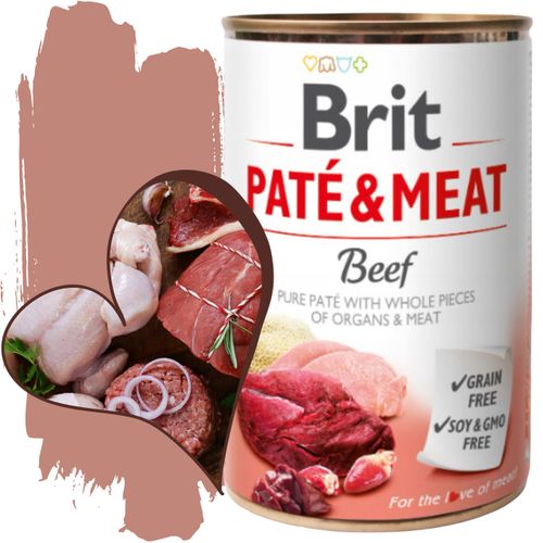 mokra karma dla psa brit pate & meat beef wołowina 400 g bezzbożowa puszka na Arena.pl