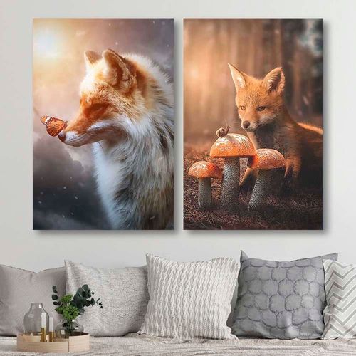 Deco Panel, Lis i motyl abstrakcja 70x100 na Arena.pl