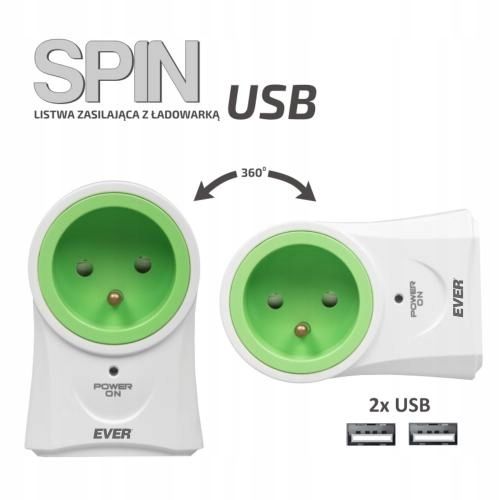 Listwa zasilająca Ever SPIN USB na Arena.pl