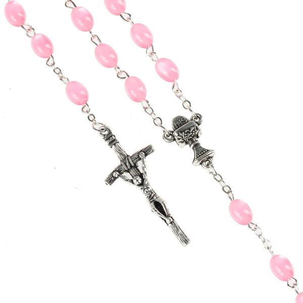 Różaniec do Pierwszej Komunii różowy zdjęcie 1