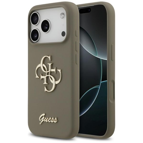 Etui Guess Silicone Big 4G Script do iPhone 17 Pro Max brązowy zdjęcie 1