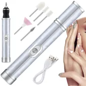 Frezarka do paznokci manicure pedicure frezy zestaw frezów usb akumulator — Biały
